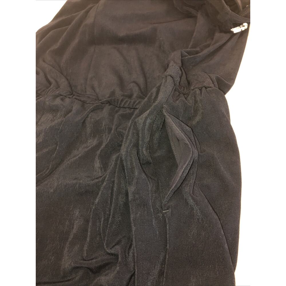 Chico’s Travelers 2P Black Sleeveless Wide Leg Jumpsuit Drape Neck‎ Rhinestone - Picture 8 of 12